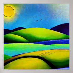 Poster Paysage de collines vertes