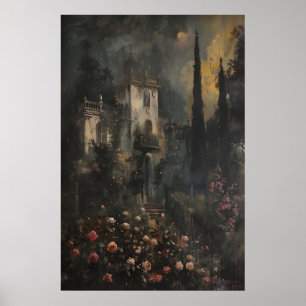 Poster Paysage de cottage de domaine de campagne