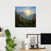 Poster Paysage de coucher de soleil dans une vallée monta (Bureau à domicile)