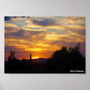 Poster Paysage de coucher de soleil en montagne