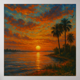 Poster Paysage de coucher de soleil floridien