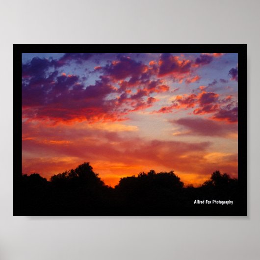 Poster Paysage de coucher de soleil violet (Devant)