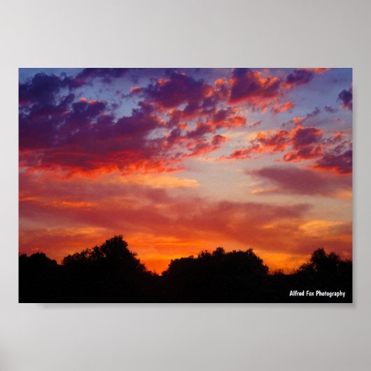 Poster Paysage de coucher de soleil violet (Devant)