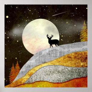 Poster Paysage de Deer Moon