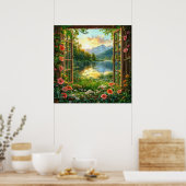 Poster Paysage de fenêtre factice (Cuisine)