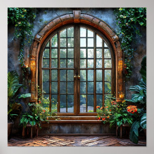 Poster Paysage de fenêtre faux