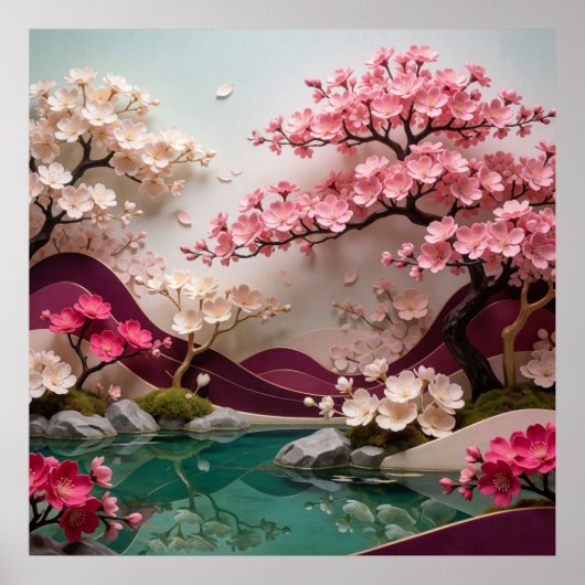 Poster Paysage de floraison de Sakura 🌸 (Devant)