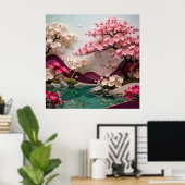 Poster Paysage de floraison de Sakura 🌸 (Bureau à domicile)