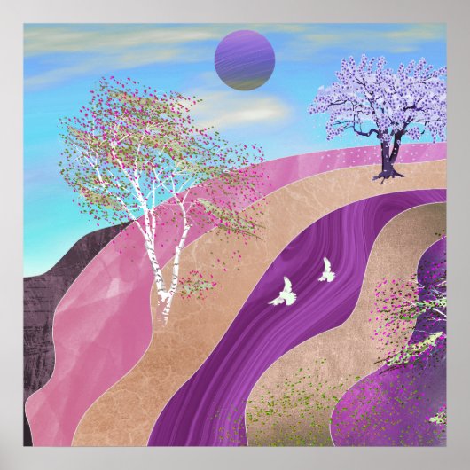 Poster Paysage de floraison printanière (Devant)