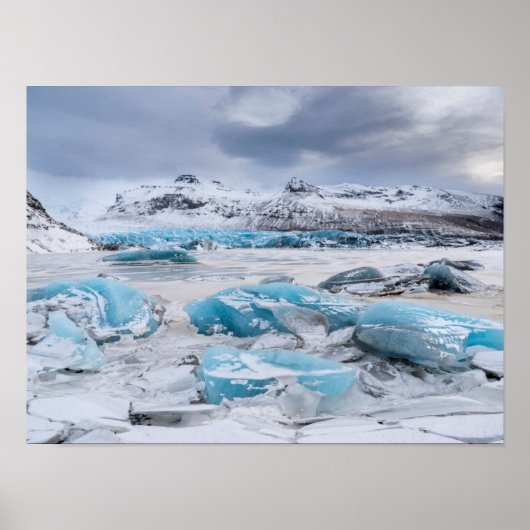 Poster Paysage de glace de glacier, Islande (Devant)