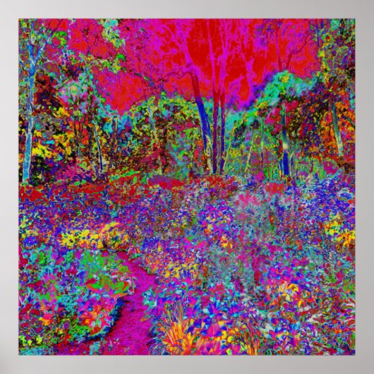 Poster Paysage de jardin impressionniste psychédélique (Devant)