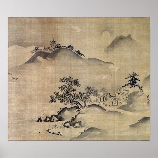 Poster Paysage de Kano Chikanobu (Devant)