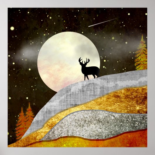 Poster Paysage de la lune au cerf (Devant)