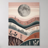 Poster Paysage de la lune de Boho - Abstrait de la lune (Devant)