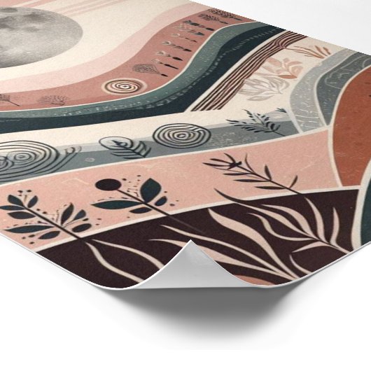 Poster Paysage de la lune de Boho - Abstrait de la lune (Coin)