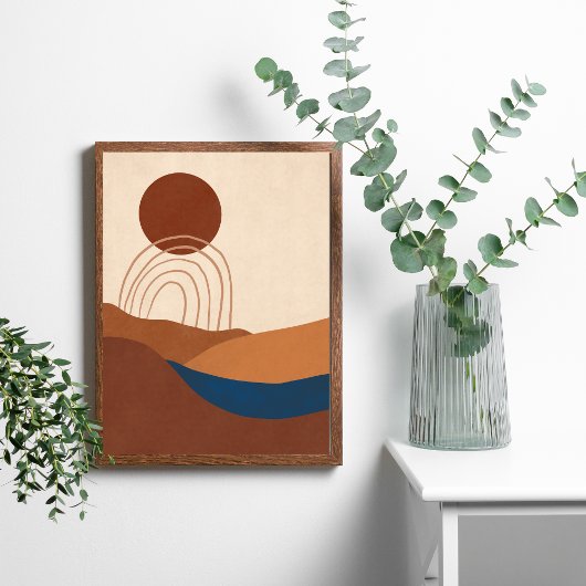 Poster Paysage de la lune de Boho Tons terrestres Abstrai