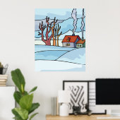 Poster Paysage de la maison d'hiver (Bureau à domicile)