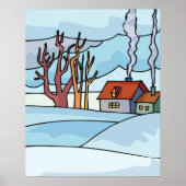 Poster Paysage de la maison d'hiver (Devant)