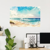 Poster Paysage de la plage Watercolor (Bureau à domicile)