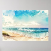 Poster Paysage de la plage Watercolor (Devant)