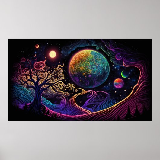 Poster Paysage de la planète Alien (Devant)