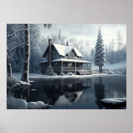 Poster Paysage de la rivière d'hiver (Devant)
