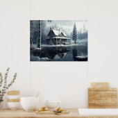 Poster Paysage de la rivière d'hiver (Cuisine)