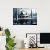Poster Paysage de la rivière d'hiver (Bureau à domicile)