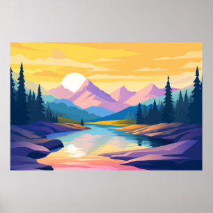 Poster Paysage de la Vallée des Montagnes