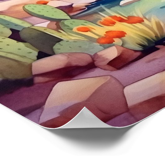 Poster Paysage de l'aquarelle de Spring Mountain Nevada (Coin)