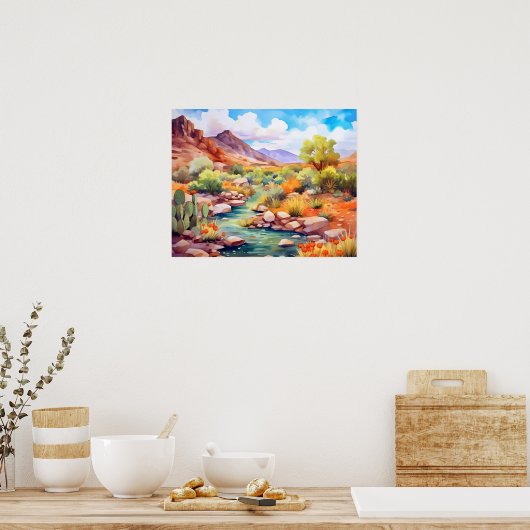 Poster Paysage de l'aquarelle de Spring Mountain Nevada (Cuisine)