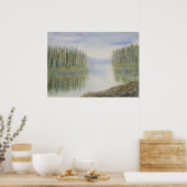 Poster Paysage de l'aquarelle du lac Pines (Cuisine)