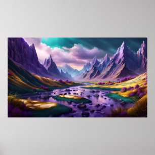 Poster Paysage de lavande et d'or