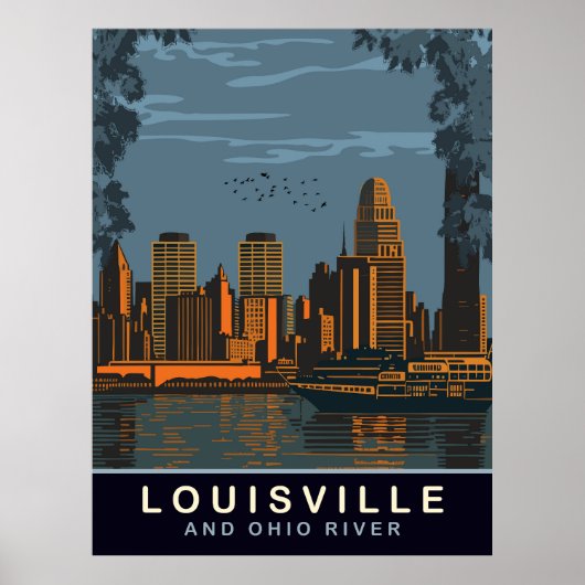 Poster Paysage de Louisville, rivière Ohio, Voyage (Devant)