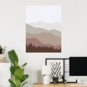 Poster Paysage de montagne abstrait de terre moderne sur (Bureau à domicile)