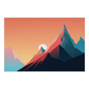 Poster Paysage de montagne coloré