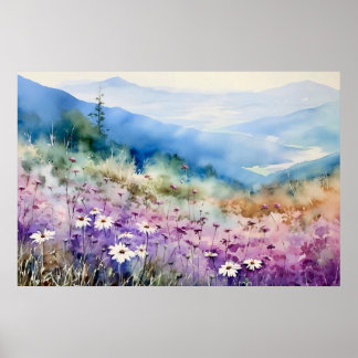 Poster Paysage de montagne de Caroline du Nord Art
