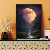 Poster Paysage de montagne de Lumineuse Lune