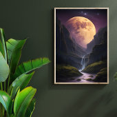 Poster Paysage de montagne de Lumineuse Lune