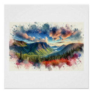 Poster Paysage de montagne majestueux au coucher du solei
