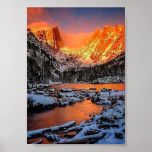 Poster Paysage de montagne majestueux au coucher du solei