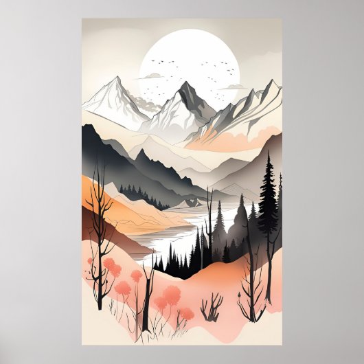 Poster Paysage de montagne moderne (Devant)