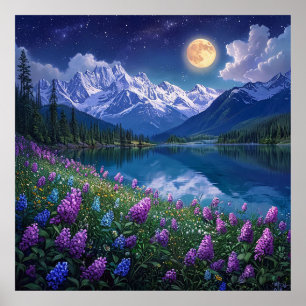Poster Paysage de montagne serein avec lac
