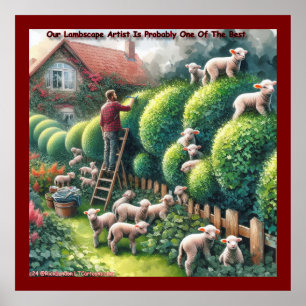 Poster Paysage de moutons : L'art topiaire devenu laineux