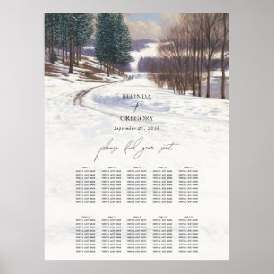 Poster Paysage de neige hivernal aquarelle Mariage