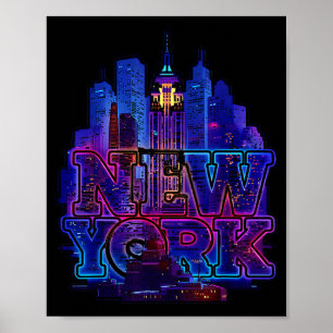 Poster Paysage de New York Punk Grunge Vintage Rétro