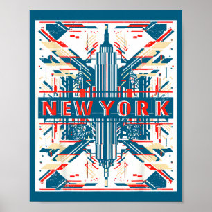 Poster Paysage de New York punk grunge vintage rétro graf