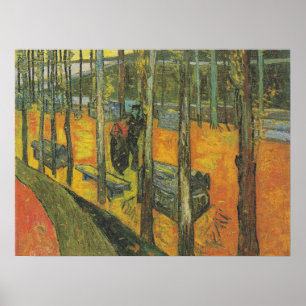 Poster Paysage de parc automnal orange vintage de Van Gog
