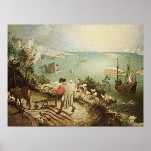 Poster Paysage de Pieter Bruegel avec la chute d'Icarus (Devant)