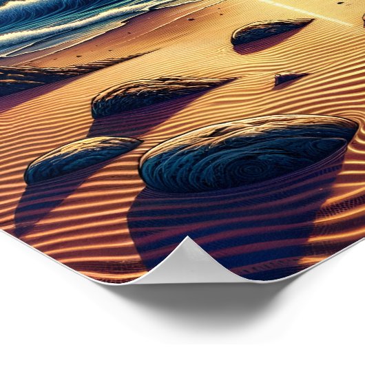 Poster Paysage de plage de coucher de soleil céleste psyc (Coin)